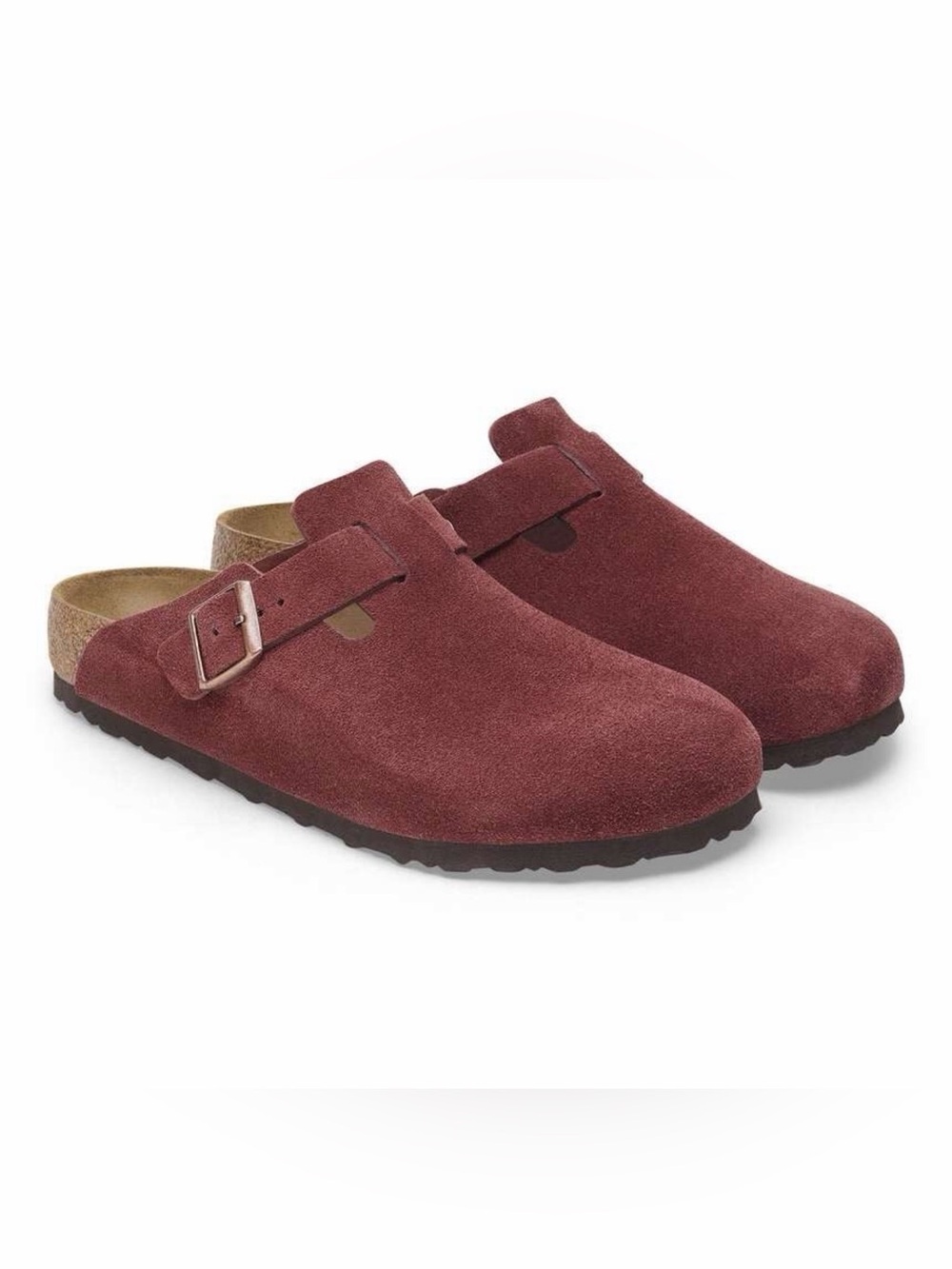 Birkenstock Boston Suede Clogs in Burgundy